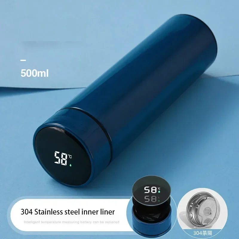 500 ml Smart Vattenflaska med LCD Temperaturdisplay – Rostfri Läckagesäker Termos för Kaffe, Mjölk & Mer – Perfekt Julklapp